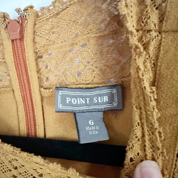 J. CREW POINT SUR Size 6 Mustard Yellow Long Sleeve Blouse Lace Peasant - Picture 3 of 7